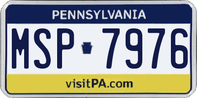 PA license plate MSP7976