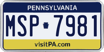 PA license plate MSP7981
