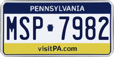 PA license plate MSP7982