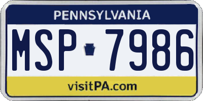 PA license plate MSP7986