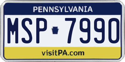 PA license plate MSP7990