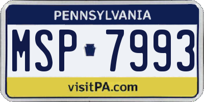 PA license plate MSP7993