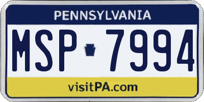 PA license plate MSP7994