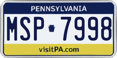 PA license plate MSP7998