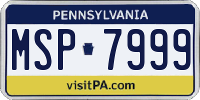 PA license plate MSP7999