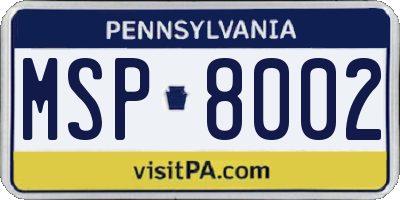 PA license plate MSP8002