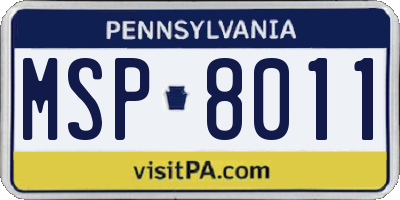 PA license plate MSP8011