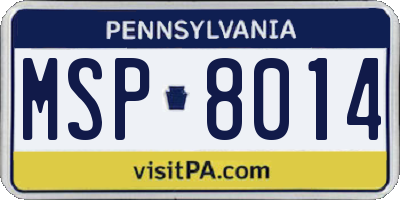 PA license plate MSP8014