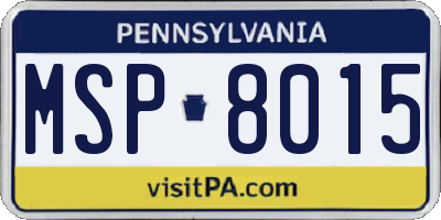 PA license plate MSP8015