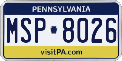 PA license plate MSP8026