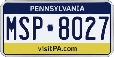 PA license plate MSP8027