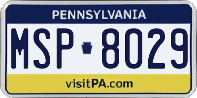 PA license plate MSP8029