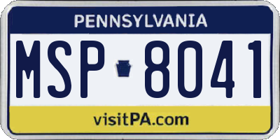 PA license plate MSP8041