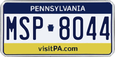 PA license plate MSP8044