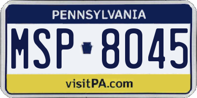 PA license plate MSP8045