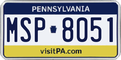 PA license plate MSP8051