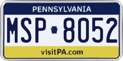 PA license plate MSP8052