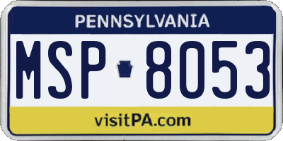 PA license plate MSP8053