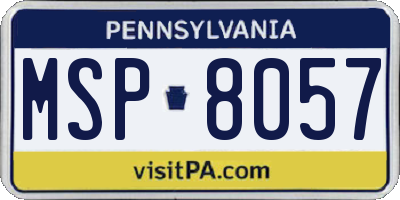 PA license plate MSP8057