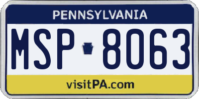 PA license plate MSP8063