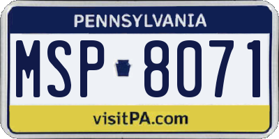 PA license plate MSP8071