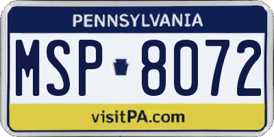 PA license plate MSP8072
