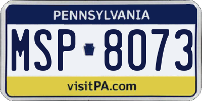 PA license plate MSP8073
