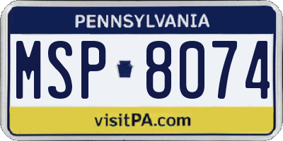PA license plate MSP8074