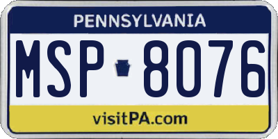 PA license plate MSP8076