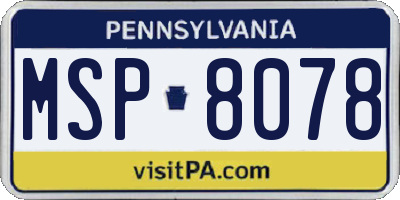 PA license plate MSP8078