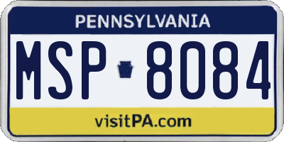 PA license plate MSP8084