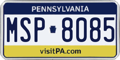 PA license plate MSP8085