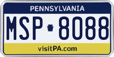 PA license plate MSP8088