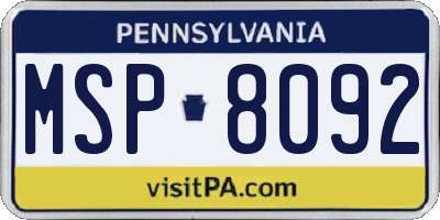 PA license plate MSP8092