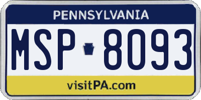 PA license plate MSP8093