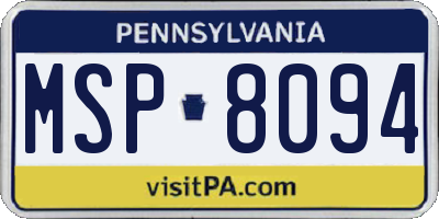 PA license plate MSP8094