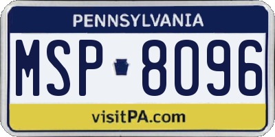 PA license plate MSP8096
