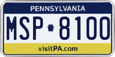 PA license plate MSP8100