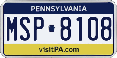 PA license plate MSP8108