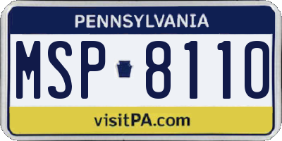 PA license plate MSP8110