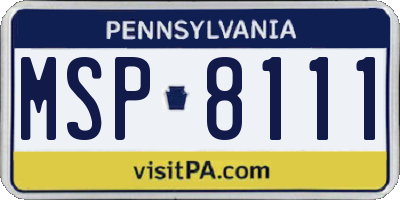 PA license plate MSP8111