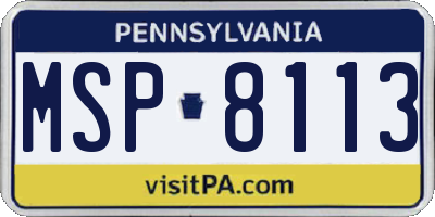 PA license plate MSP8113