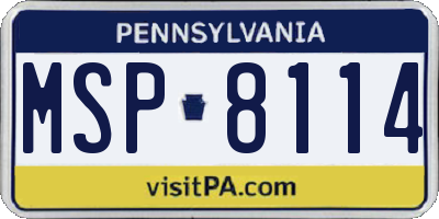 PA license plate MSP8114