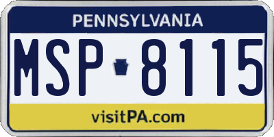 PA license plate MSP8115