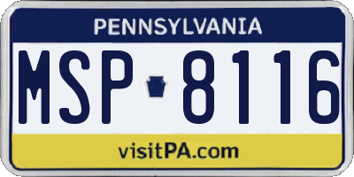PA license plate MSP8116