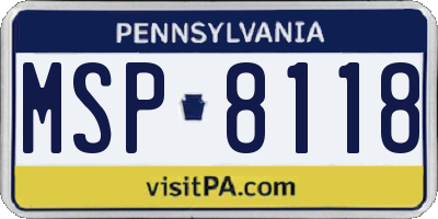 PA license plate MSP8118