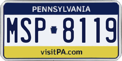 PA license plate MSP8119