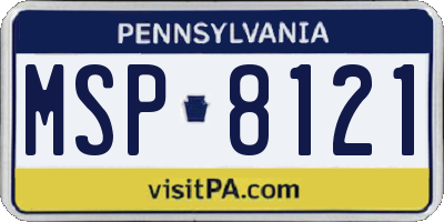 PA license plate MSP8121