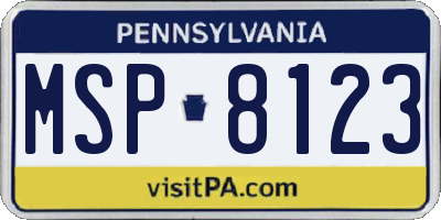 PA license plate MSP8123