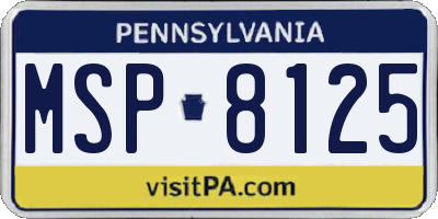PA license plate MSP8125